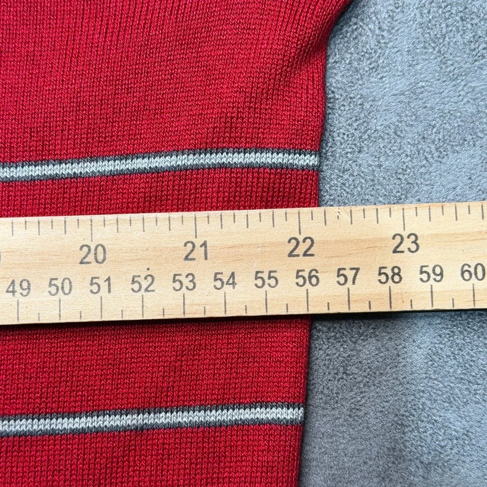 Banana Republic Sweater Mens XL Red Striped Silk‎ Cashmere Blend V-Neck Pullover